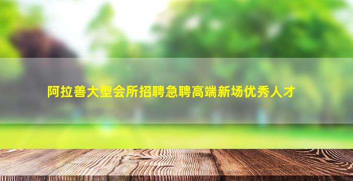 阿拉善大型会所招聘急聘高端新场优秀人才